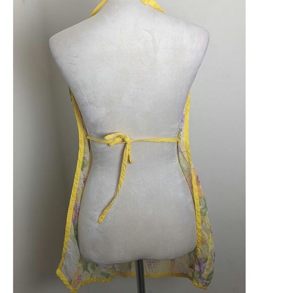 Vintage Retro Mod Floral Apron Lightweight Semi -Sheer S/M - Picture 2 of 7